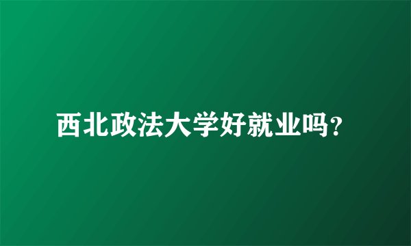 西北政法大学好就业吗？
