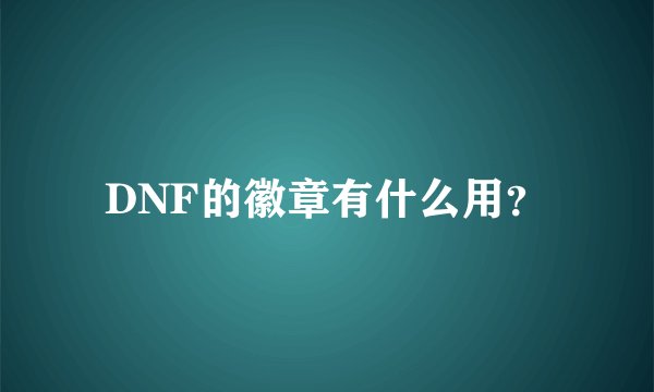 DNF的徽章有什么用？