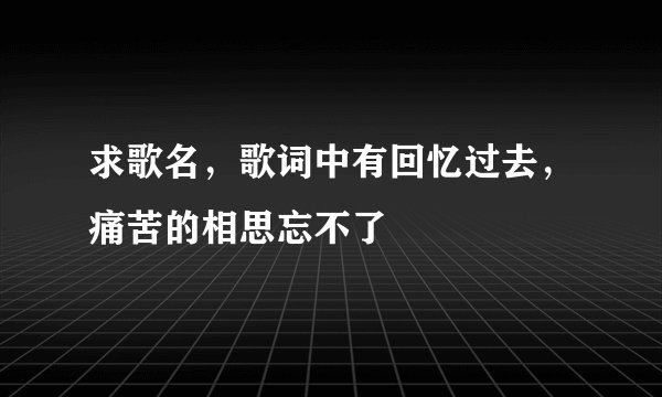 求歌名，歌词中有回忆过去，痛苦的相思忘不了