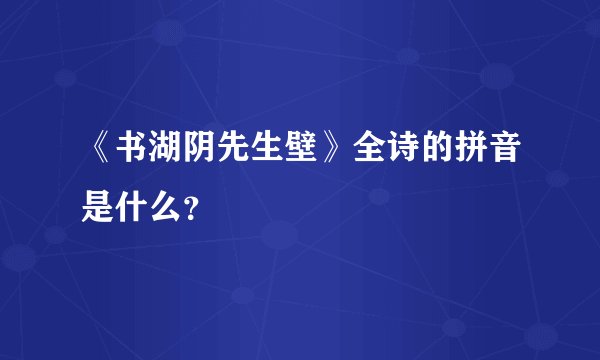《书湖阴先生壁》全诗的拼音是什么？
