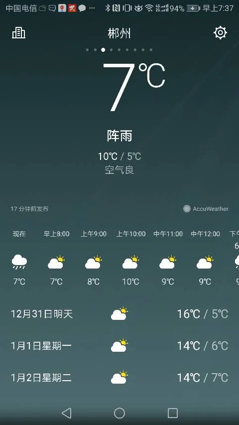 今天郴州市的天气预报