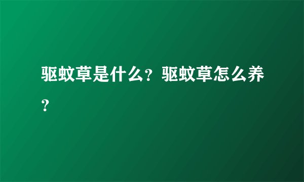 驱蚊草是什么？驱蚊草怎么养？