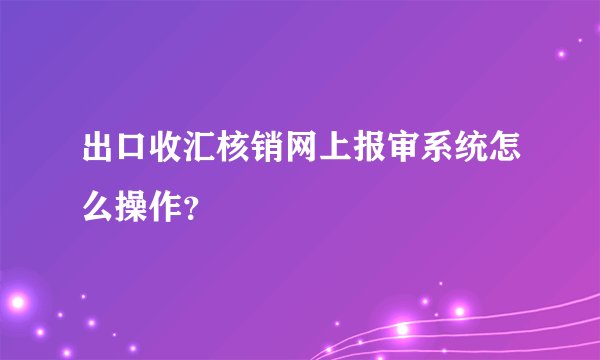 出口收汇核销网上报审系统怎么操作？