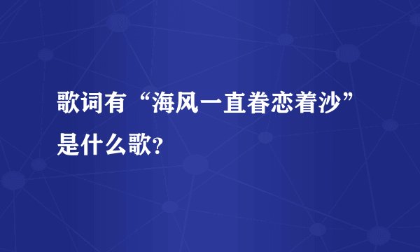 歌词有“海风一直眷恋着沙”是什么歌？