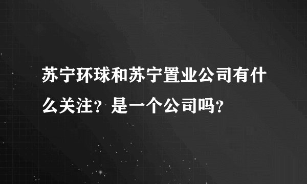 苏宁环球和苏宁置业公司有什么关注？是一个公司吗？