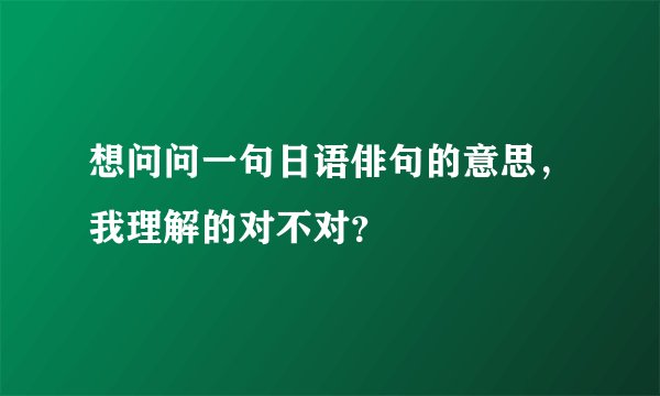 想问问一句日语俳句的意思，我理解的对不对？