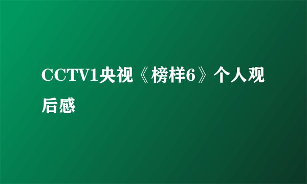 CCTV1央视《榜样6》个人观后感