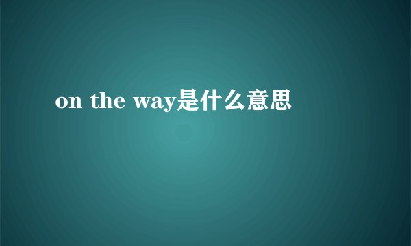 on the way是什么意思