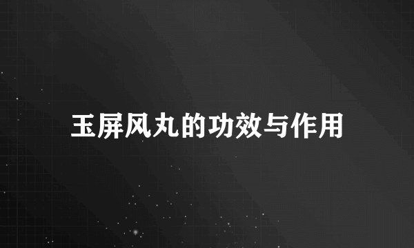 玉屏风丸的功效与作用