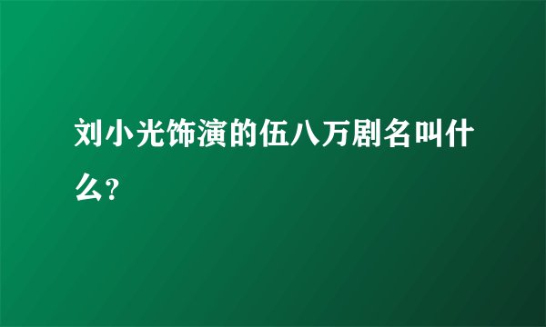 刘小光饰演的伍八万剧名叫什么？