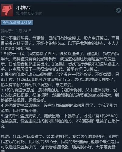 《坎巴拉太空计划2》Steam褒贬不一:优化差、完成度低