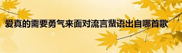 爱真的需要勇气来面对流言蜚语出自哪首歌