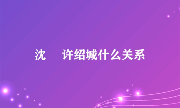 沈玥 许绍城什么关系