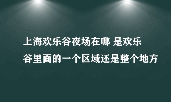 上海欢乐谷夜场在哪 是欢乐谷里面的一个区域还是整个地方