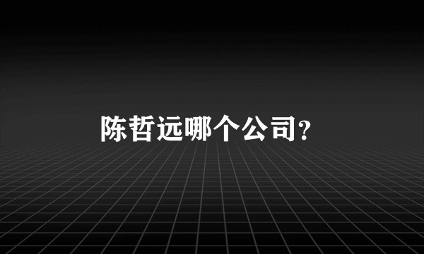 陈哲远哪个公司？