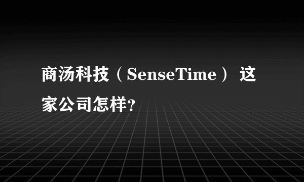 商汤科技（SenseTime） 这家公司怎样？