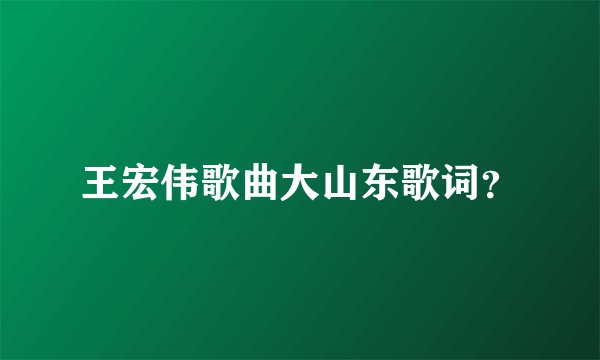 王宏伟歌曲大山东歌词？
