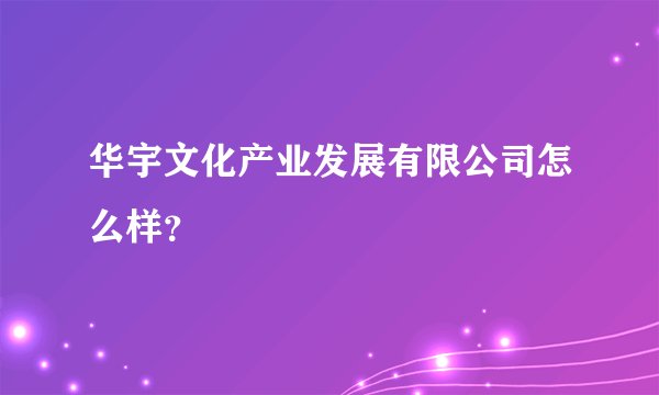 华宇文化产业发展有限公司怎么样？