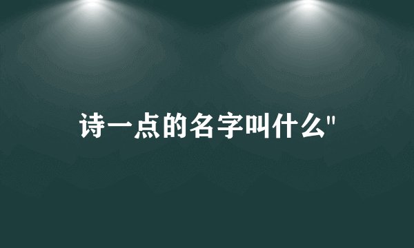诗一点的名字叫什么